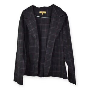 Notations Blazer XL Womens Plaid Button Front Long Sleeve Polyester Blend